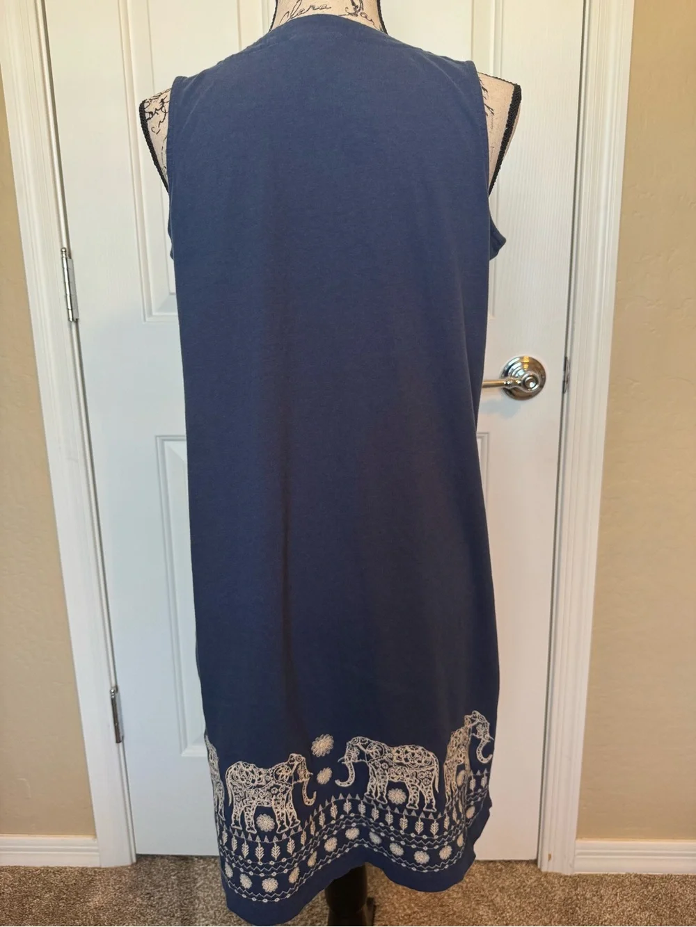 J. Jill Women’s Elephant Walk Sleeveless Dress Navy Blue Size Small